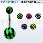blk336 belly rings surgical steel 316l with acrylic parts belly button