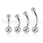 bnb46 steel belly button curved barbell 14g steel balls
