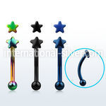 bnetsr anodize 316l steel eyebrow banana with crystal star top
