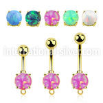 bntrdoh gold plating steel belly button curved barbell opal