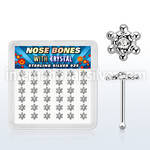 box w 36 silver nose bone w clear crystal david star top 