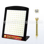 brs124 display w gold plated steel nose bones w 1.5mm clear czs
