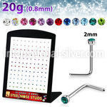 brs133m surgical steel nose studs round mixed color gem tops