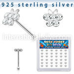 bxbufc36 silver nose bones 22g butterfly clear gems 36