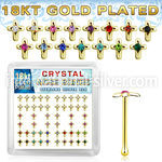 bxcrmg 18k gold plated silver nose bones with color cross