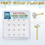 bxfr16gc 18k gold plated 925 silver nose bone stud 3mm ferido glued half ball resin covered