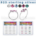 bxnhmx1 silver seamless nose ring hoop 22g four gems 18