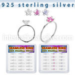 bxnhmx7 silver seamless nose ring hoop 22g star color cz 18