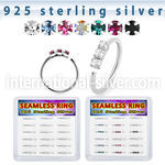 bxnhmx8 silver seamless nose ring hoop 20g color gem 18
