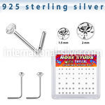 bxnsmc8 silver l shaped nose studs 22g gems 52