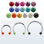 cbefr3l xxl steel circular barbell 16g w 3mm multi crystal balls