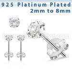 czrdmpt one pair platinum plating silver earring studs cz