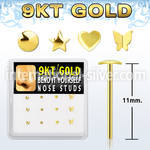 d9gys23 box with 9kt gold bend it nose studs with mix plain tops