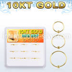 dg10nh1 box w 9 solid 10k gold endless nose hoops w ball