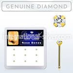 dginb15 box w 10kt gold nose bones w 1.5 real prong set diamonds