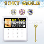 dginb4 10kt gold nose bone with 1.5mm prong round cz stone