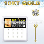 dginb6 10kt gold nose bone with 2mm prong clear round cz stone