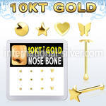 dginb9 10kt gold nose bone with assorted shaped tops