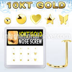 dgisc16 box w 10kt gold nose screw w 3mm cz stones in mix shape