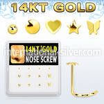 dgsc16 box w 14kt gold nose screw w 3mm cz stones in mix shape