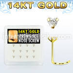 dgsc5 box w 14kt gold nose screws w prong set 3mm heart cz 