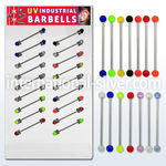 dind4 316l industrial barbell with acrylic uv glitter ball