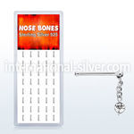dnbdc1 box of silver nose bones w ball dangling clear crystal