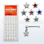 dnbdm2 silver nose bones with dangling star w crystal in colors