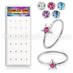 dnsm300b silver seamless nose ring hoops color gems star 24