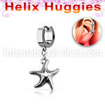 ehh727 helix huggie w a dangling plain starfish