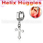 ehhcros helix huggie w a dangling plain cross