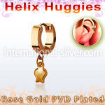 ehr767 rose gold steel helix huggie earring w a dangling tulip