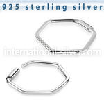 endh silver endless nose ring hoop hexagon shape design