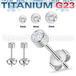erbzr titanium earring studs press fit cz one pair