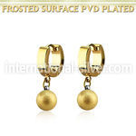 ergfot8 gold steel huggies earrings w 8mm ball w frosted effect