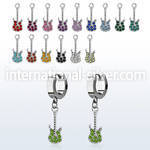 erh538 steel huggies earrings w dangling small guitar