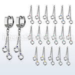 erh652s steel huggies earrings w two dangling handcuffs