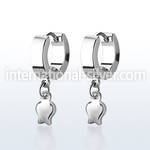 erh767 stainless steel huggies earrings w a dangling tulip 