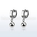 erhb8 steel huggies earrings w 8mm high polished steel balls