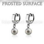 erhfo8 steel huggies earrings w 8mm frosted steel balls