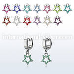 erhsar5 steel huggies earrings w dangling crystal star shape