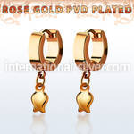 err767 rose gold stainless steel huggie earring w a tulip 