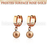 errfot8 rose gold steel huggies earrings 8mm frosted effect ball