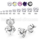 eszr surgical steel prong setting ear studs cz stones
