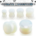 fgsa opalite moonstone double flare ear plug faceted cut