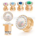 fttscpco rose gold pvd screw fit steel tunnel synthetic opal