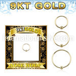 g9hob 9karat yellow gold fixed bead nose ring hoop 2mm ball