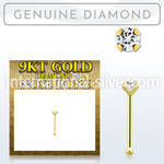 g9npdb2 genuine diamond 9karat gold nose bone stud 2mm prong set round diamond