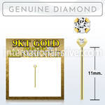 g9ydb2 genuine diamond 9karat gold self bending nose stud 2mm prong set round diamond