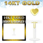gbiht bio flex labret w push in 14kt gold heart shaped top